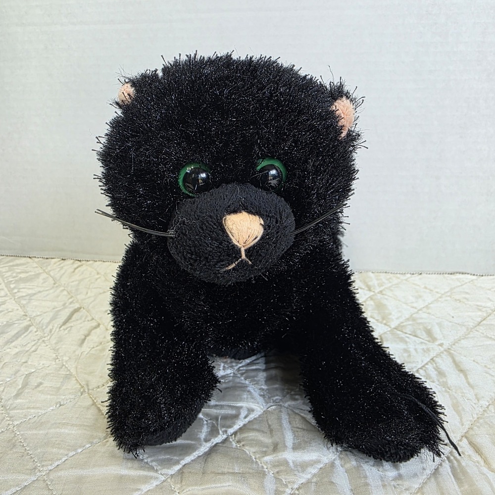 Ganz Webkinz Black Cat HM 135-Green Eyes 8" Long Plush Beanie
